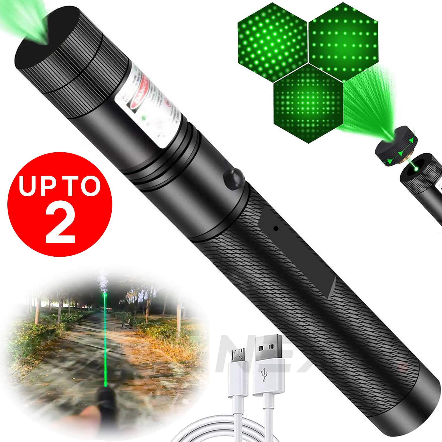 5000Miles Beam Green Red Laser Pointer Pen 532nm Lazer Torch USB Rechargeable